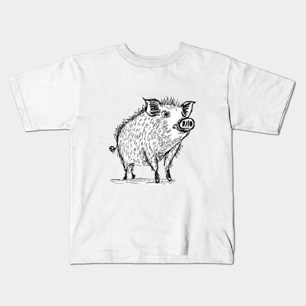 Cute Pig Kids T-Shirt by Salogwyn